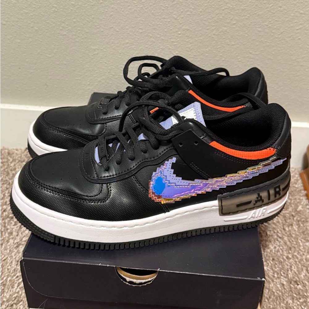 Nike Air Force 1 Shadow SE Women’s size 10.5 Black / orange / purple holo